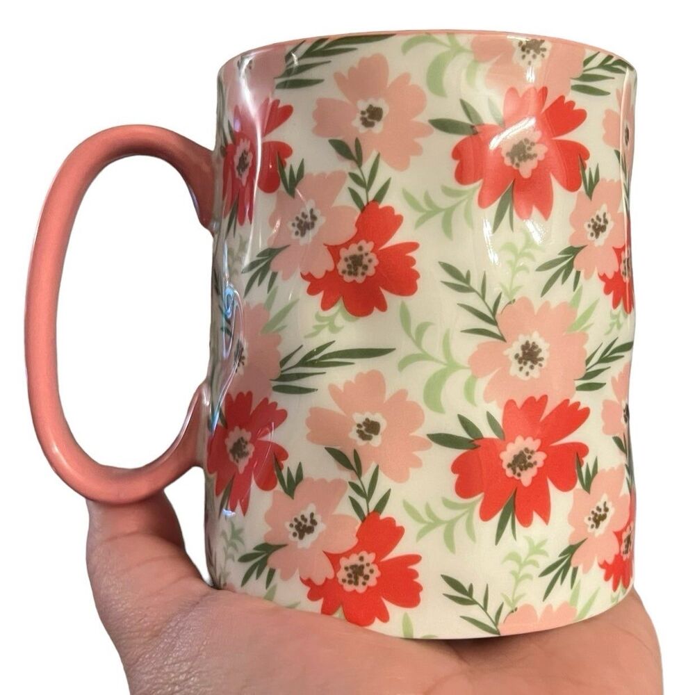 Vintage, 2000s, 10 Strawberry Street, Ceramic, Coffee/Tea Mug Bella Red Pink Flo
